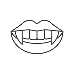 vampire teeth, halloween related hollow outline icon, editable stroke