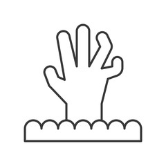 zombie hand, halloween related hollow outline icon, editable stroke
