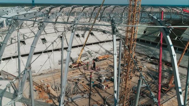 Football stadium cable-stayed construction in Volgograd