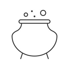 witch cauldron, Halloween related hollow outline icon, editable stroke
