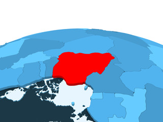 Fototapeta premium Nigeria on blue political globe