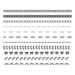 Detail stitched vector patterns. Sewing seams pattern.