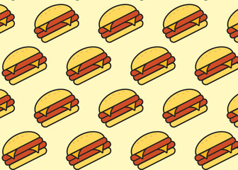 Food icons. Fast food snacks and drinks. Hamburger and sandwich vector icons