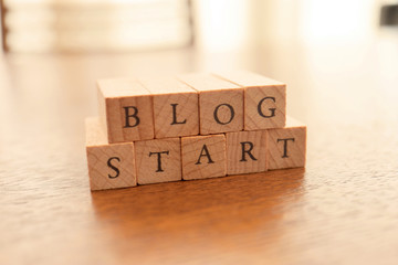 Wooden Text Block of Start Blog