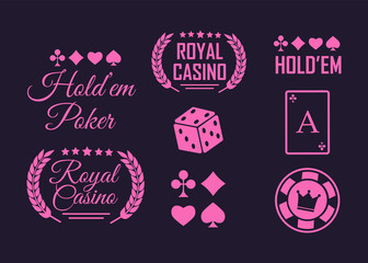 Fototapeta premium Poker club and casino vector sign set