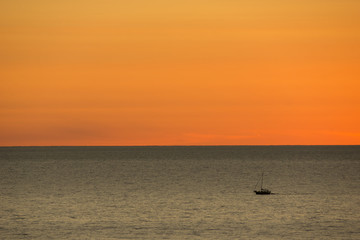 Fototapeta premium Boat, Sunset, Lake Michigan