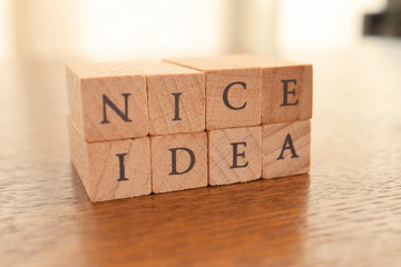 Wooden Text Block of Nice Idea