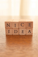 Wooden Text Block of Nice Idea