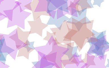 Obraz premium Multicolored translucent stars on a white background. Pink tones. 3D illustration