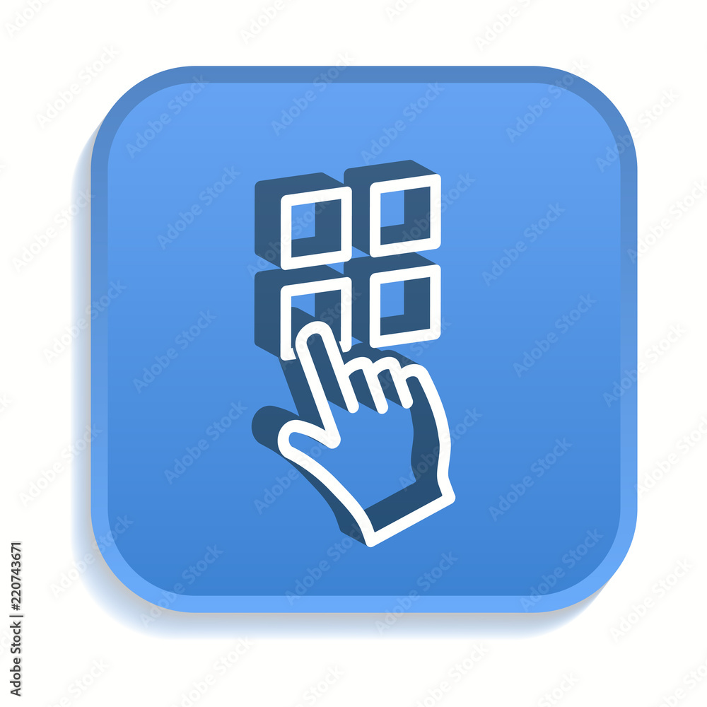 Poster touch isometric icon for graphic and web design in 3d style.