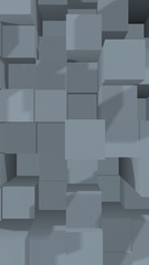 Abstract gray elegant cube geometric background. Chaotically advanced rectangular bars. 3D Rendering, 3D illustration