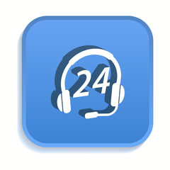 24 hour service isometric icon for graphic and web design in 3d style.