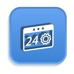 24 hour service isometric icon for graphic and web design in 3d style.