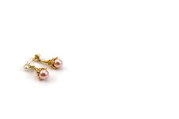Pink  Earrings on white background