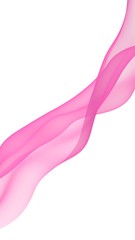 Abstract pink wave. Bright pink ribbon on white background. Pink scarf. Abstract smoke. Raster air background. Vertical image orientation. 3D illustration
