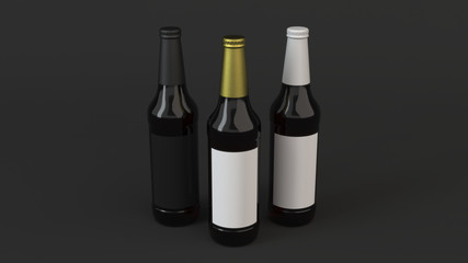 Mock up of tall beer bottles with blank labels