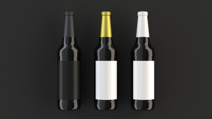 Mock up of tall beer bottles with blank labels