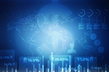 2d rendering Stock market online business concept. business Graph 