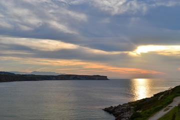 Cantabria coast, in Spain, sunset