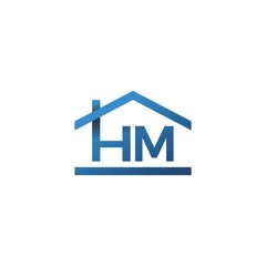 HM house home roof letter mark logo lettermark vector icon