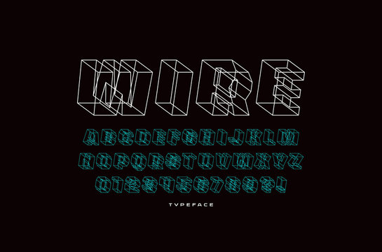 Geometric wireframe sans serif bulk font