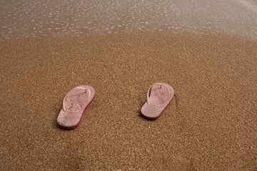Take off your  shoes with sea background