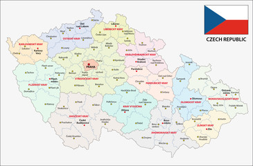 Fototapeta czech republic administrative and political map with flag obraz