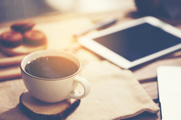 business working with coffee, morning time