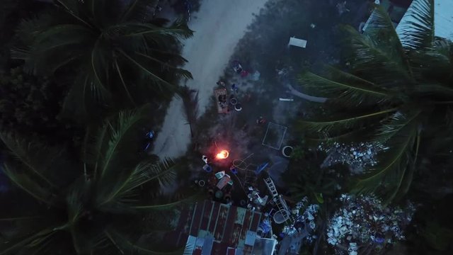  Aerial  Scene - Birdview of Palms & Bonfire - Koh Samui - Thailand