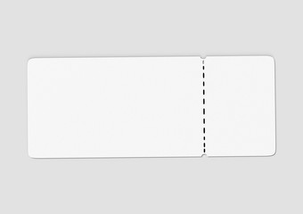 Blank ticket for mock up design or design presentation. 3d render illustration.