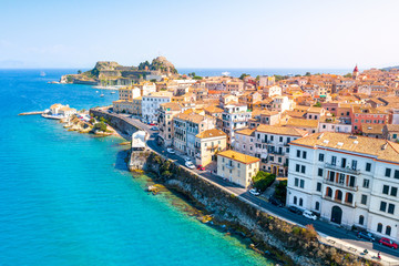 Panoramic view of Kerkyra, capital of Corfu island, Greece - obrazy, fototapety, plakaty