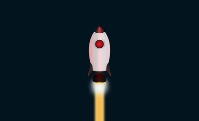 Rocket launch and into space. Startup - flat design. Vector illustration.