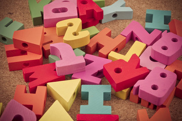 English alphabet wood