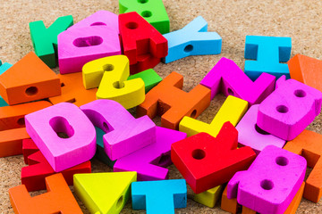 Naklejka premium English alphabet wood