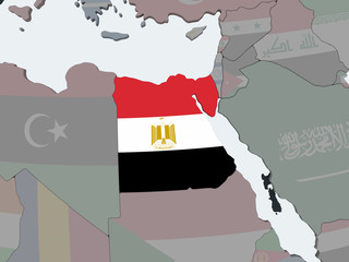 Egypt with flag on globe