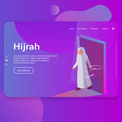 Fototapeta na wymiar Hijrah Illustration of Islamic New Year Landing Page UI Web Design