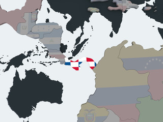 Panama with flag on globe