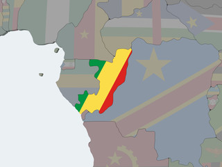 Congo with flag on globe