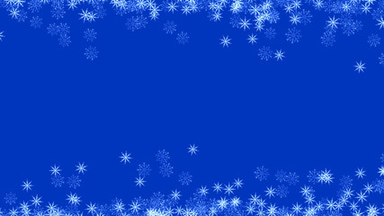 Abstract background with a variety of colorful snowflakes. Big and small.