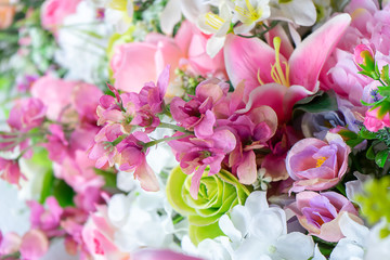 Fototapeta na wymiar Fake flowers in the wedding