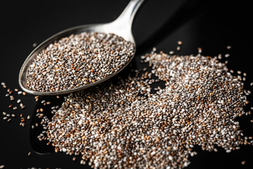 Chia seeds on spoon