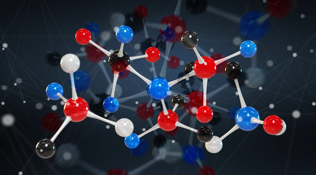 Modern digital molecule structure 3D rendering