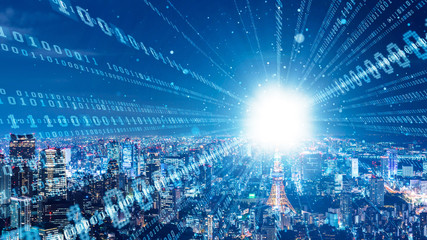 Smart city and digital network concept.