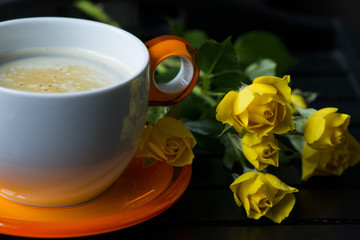Coffee and roses