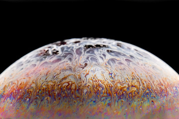 Half soap Bubble Ball abstract background semicircle. Model of Space or planets universe cosmic.