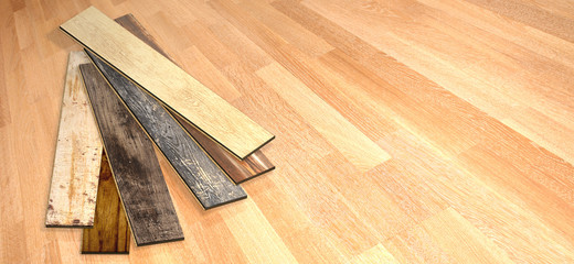 New planks of oak parquet