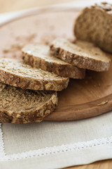 Fresh tasty wheat wholegrain brown bread with pumpkin seeds