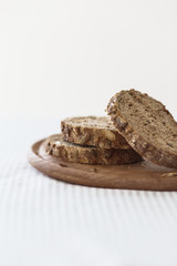Fresh tasty wheat wholegrain brown bread with pumpkin seeds