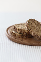 Fresh tasty wheat wholegrain brown bread with pumpkin seeds