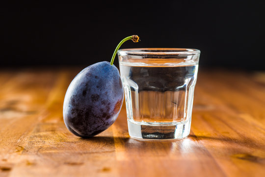 Plum Brandy And Plums. Slivovitz.